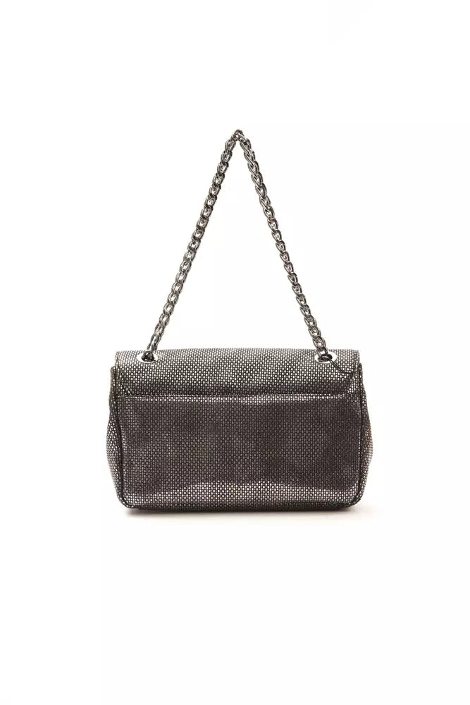 Elegante graue Leder -Crossbody -Tasche