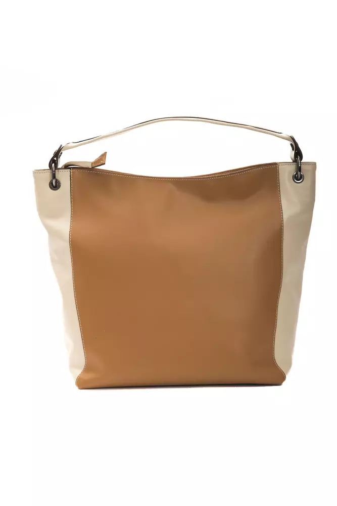 Elegante bolso de hombro de cuero en rico marrón