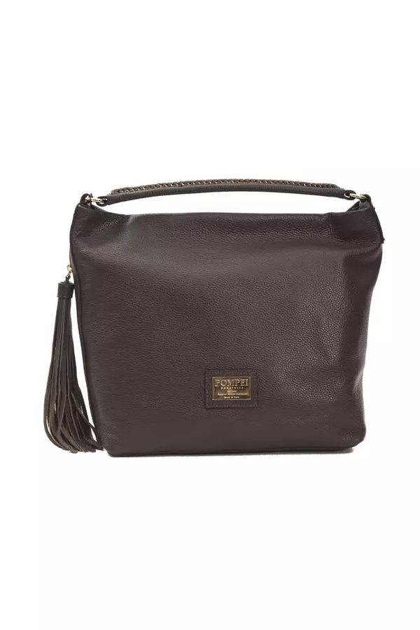 Bolso de hombro de cuero marrón elegante