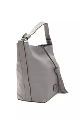 Bolso de hombro de cuero gris elegante - correa ajustable