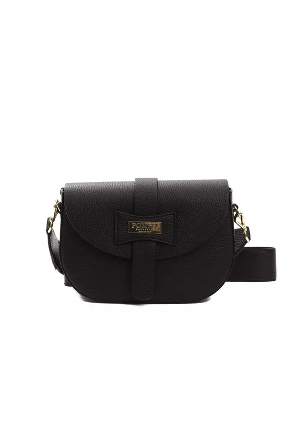 Elegante borsa a traversa in pelle nera