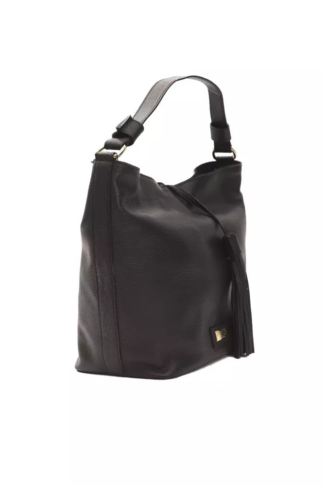 Elegante bolso de hombro de cuero en negro atemporal