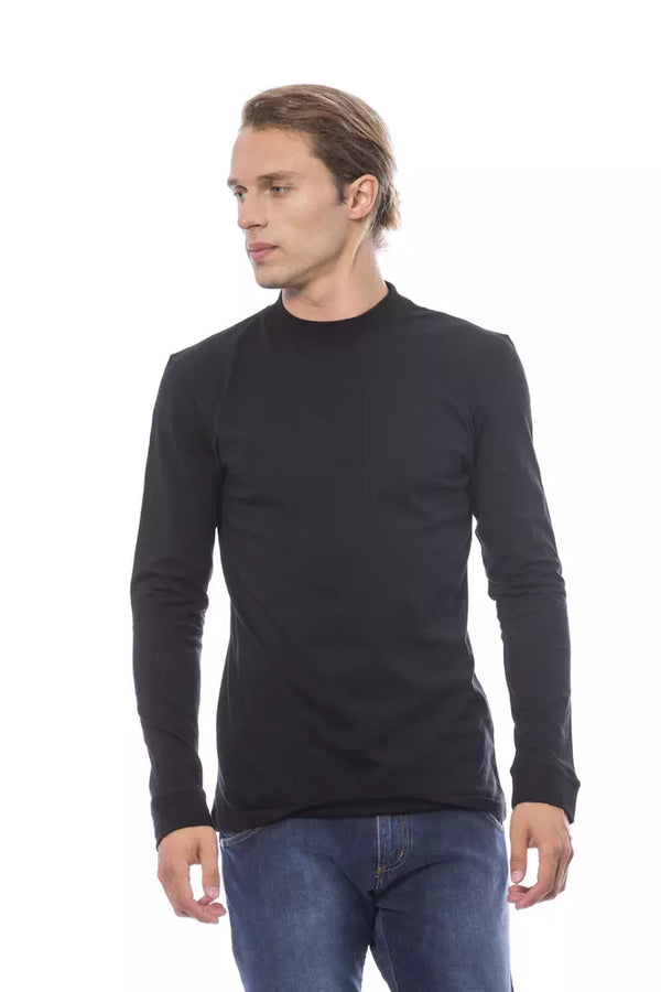 Eleganter schwarzer Crew Nack -Baumwollpullover