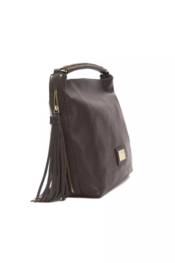 Bolso de hombro de cuero marrón elegante