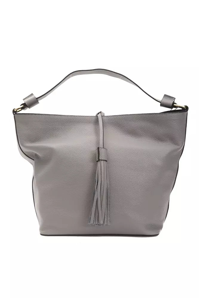 Bolso de hombro de cuero gris elegante - correa ajustable