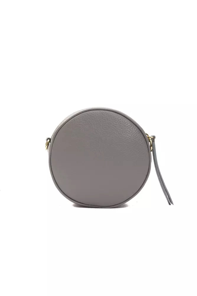 Chic Grey Leder Oval Crossbody Bag