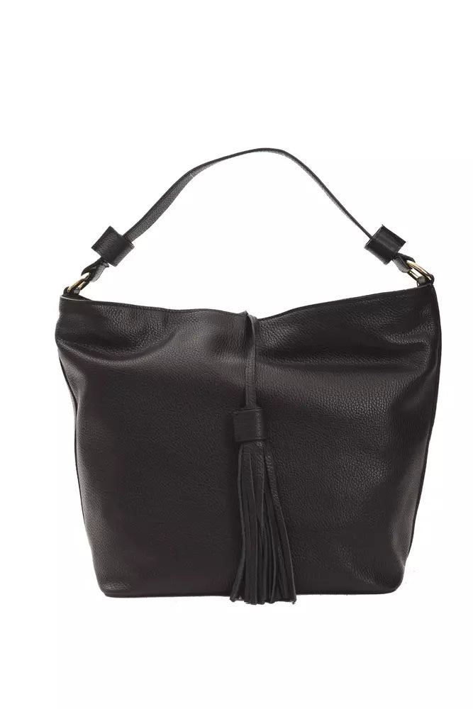 Elegante bolso de hombro de cuero en negro atemporal