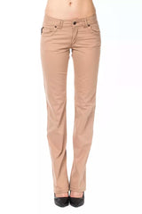 Pantalones de ajuste regulares de beige elegante para mujeres