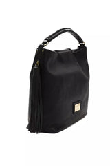 Elegante bolso de hombro de cuero negro