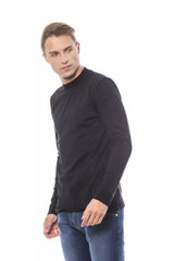 Eleganter schwarzer Crew Nack -Baumwollpullover