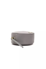 Chic Grey Leder Oval Crossbody Bag