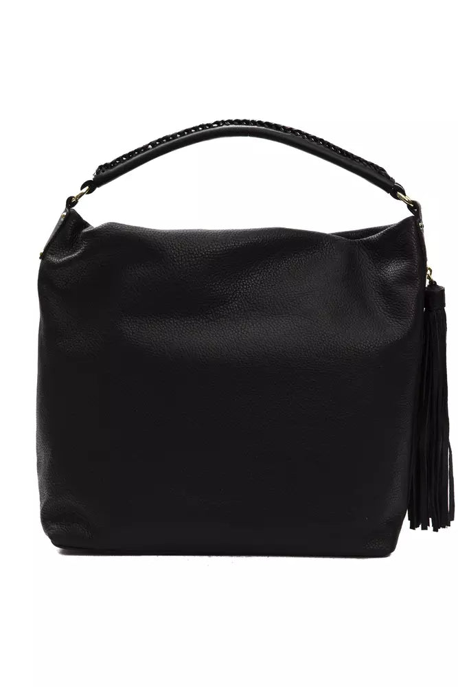 Elegante bolso de hombro de cuero negro