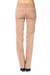 Beige Cotton Women Pants