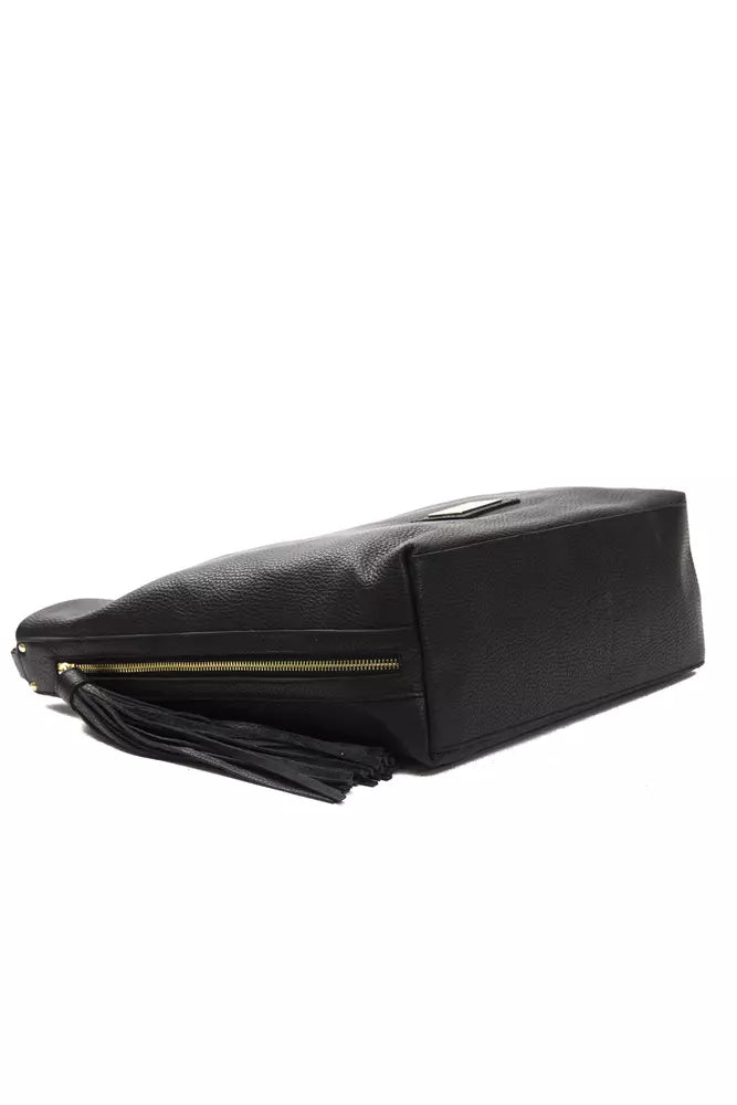 Elegante bolso de hombro de cuero negro