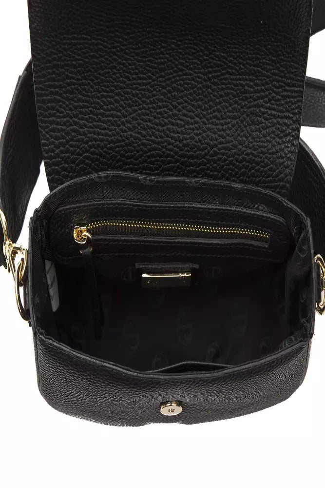 Elegante schwarze Leder -Crossbody -Tasche