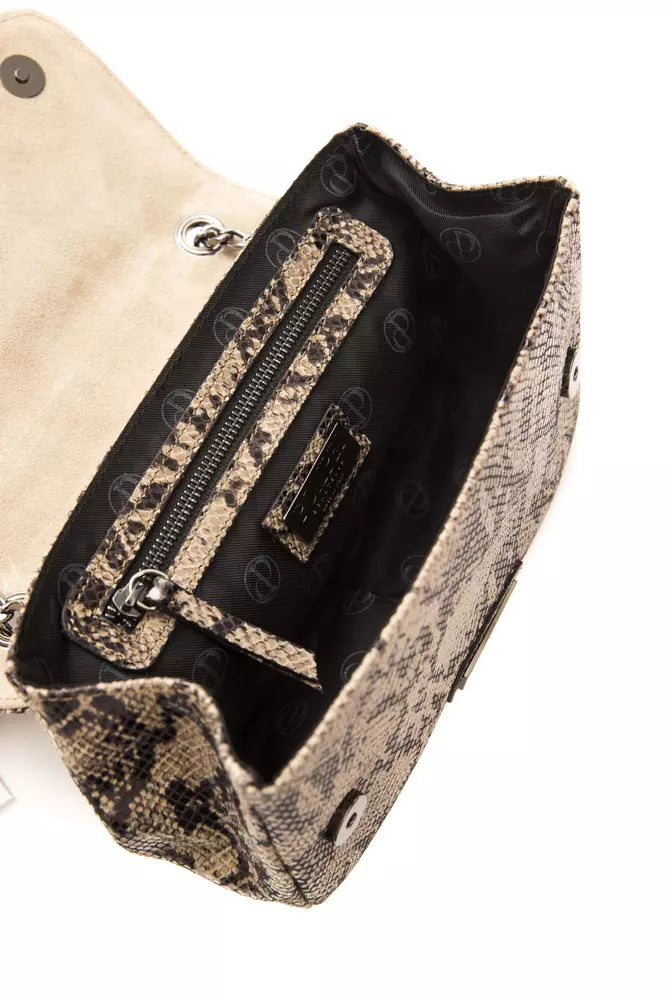 Elegante bolso de cuero con estampado Python Crossbody