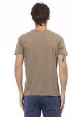 Brown Cotton Men V-Neck T-Shirt