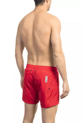 Red Polyamide Men Swim Short