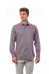 Elegante camisa de cuello borgoña italiana