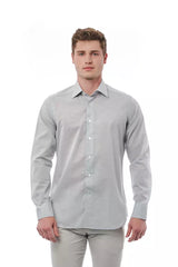 Elegant Grey Grey Fit Italian Collar Shirt