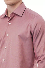 Elegant Red Cotton Italian Collar Shirt