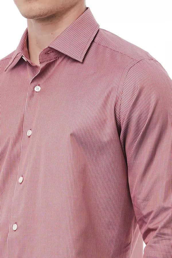 Camisa de cuello italiano de algodón rojo elegante