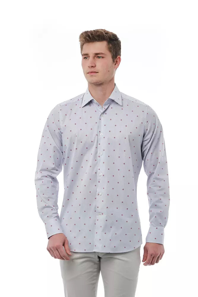 Elegante camisa de cuello italiano multicolor en forma italiana