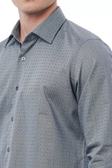 Elegante camisa de algodón de cuello italiano