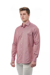 Camisa de cuello italiano de algodón rojo elegante