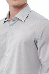 Elegant Grey Grey Fit Italian Collar Shirt