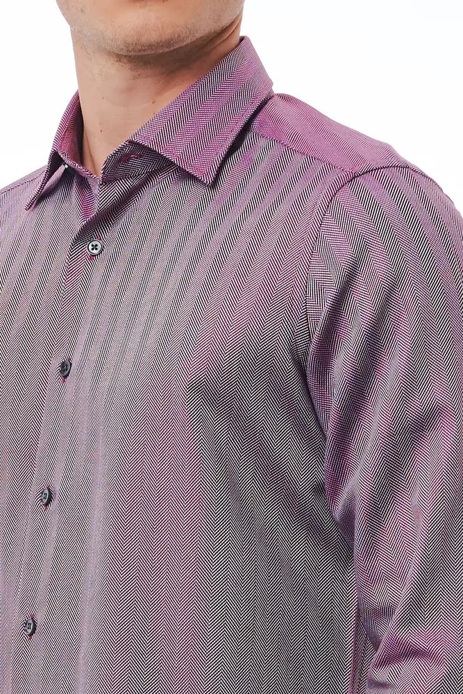 Elegante camisa de cuello borgoña italiana