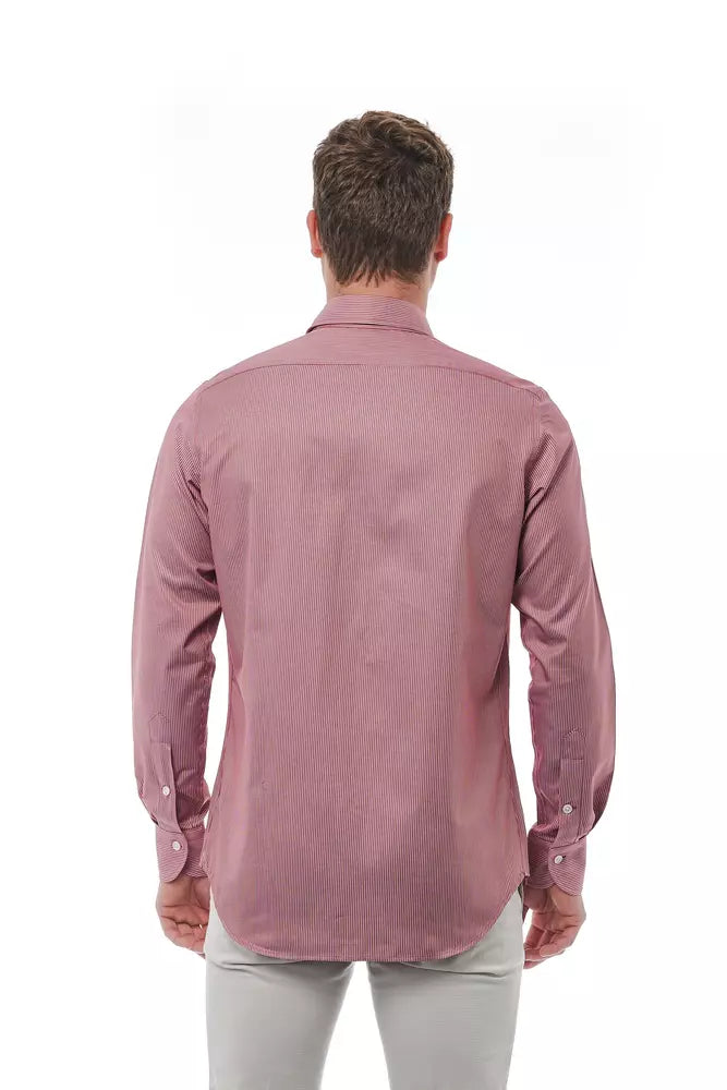 Camisa de cuello italiano de algodón rojo elegante