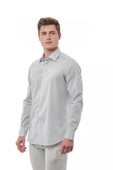 Elegant Grey Grey Fit Italian Collar Shirt