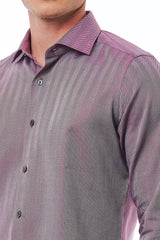 Camisa de cuello francés de color burdeos delgados