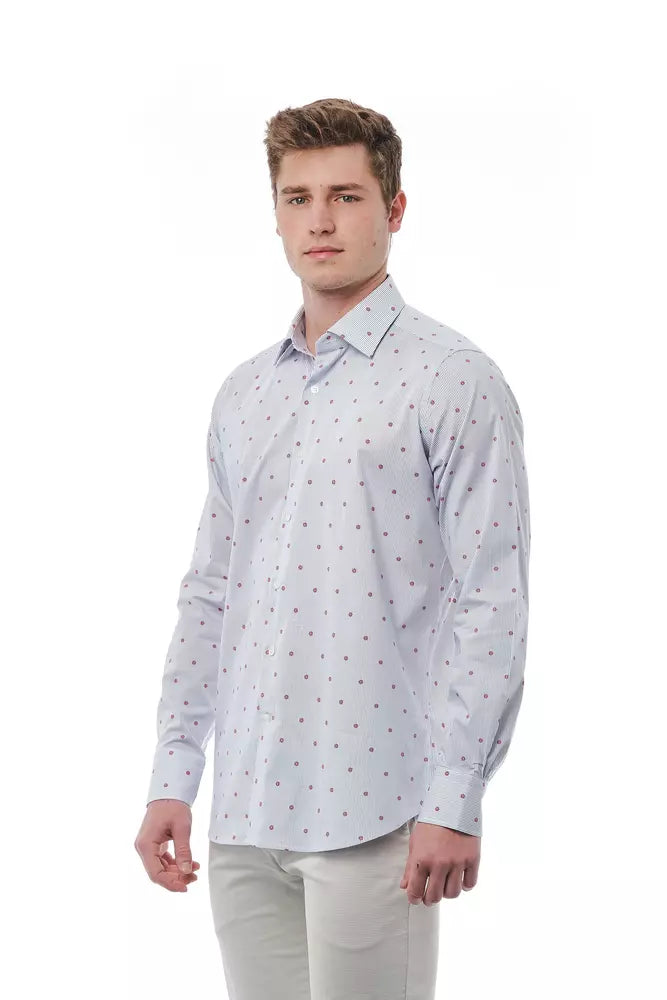 Elegante camicia da colletto italiano in forma regolare multicolore