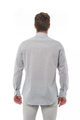 Camisa de cuello italiano elegante gris regular