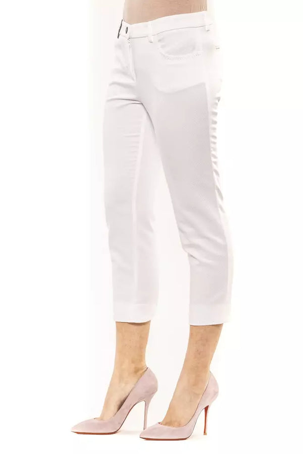 Pantaloni della caviglia chic a condizione alta in bianco