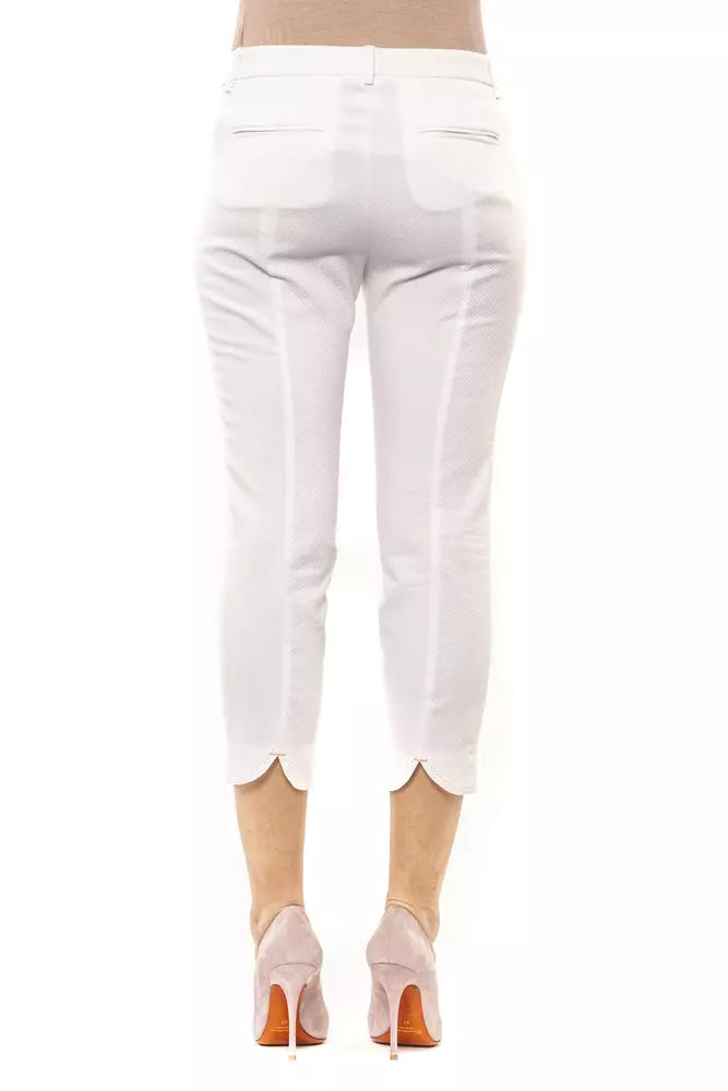 Pantaloni della caviglia chic a condizione alta in bianco