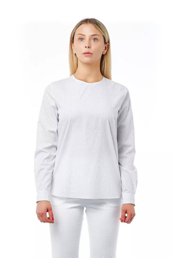 Elegante blusa de impresión de fantasía blanca