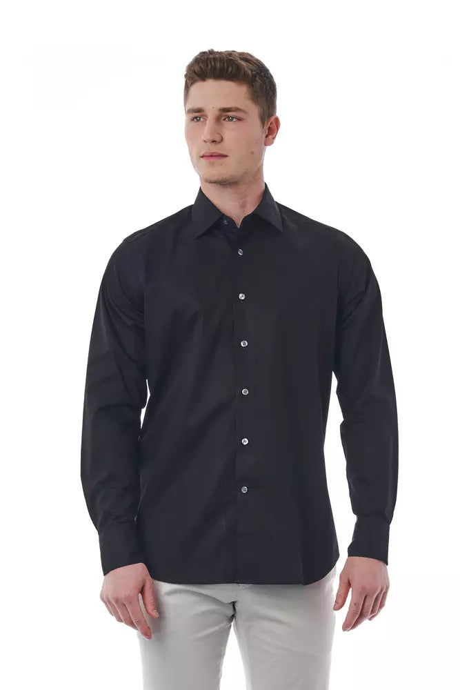 Elegante camicia italiana di cotone nero