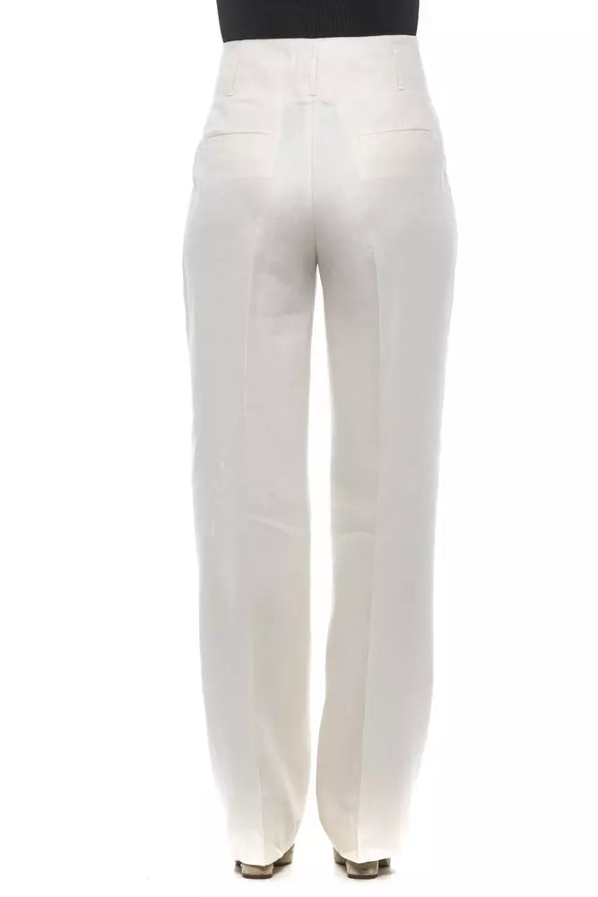 Élégant pantalon de palais de lin à taille haute