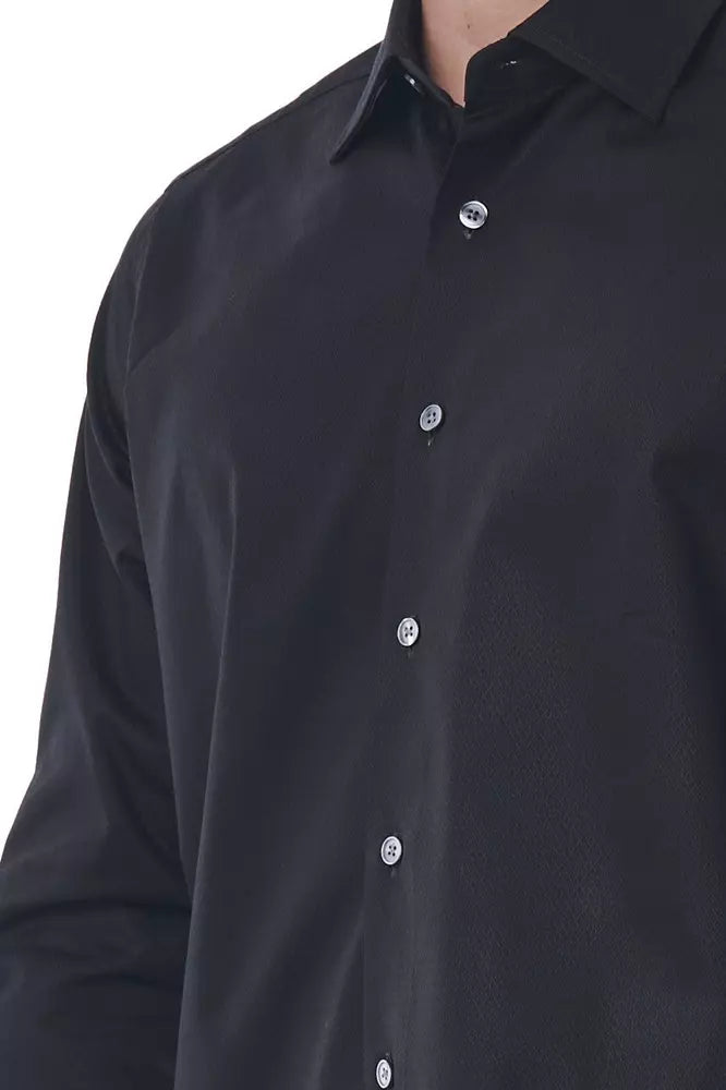 Camisa italiana de algodón negro elegante