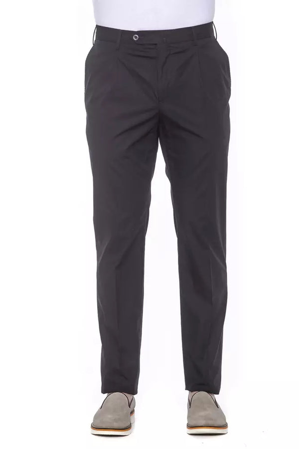 Elegante schwarze Baumwollhose plissierter schwarzer Baumwollhosen