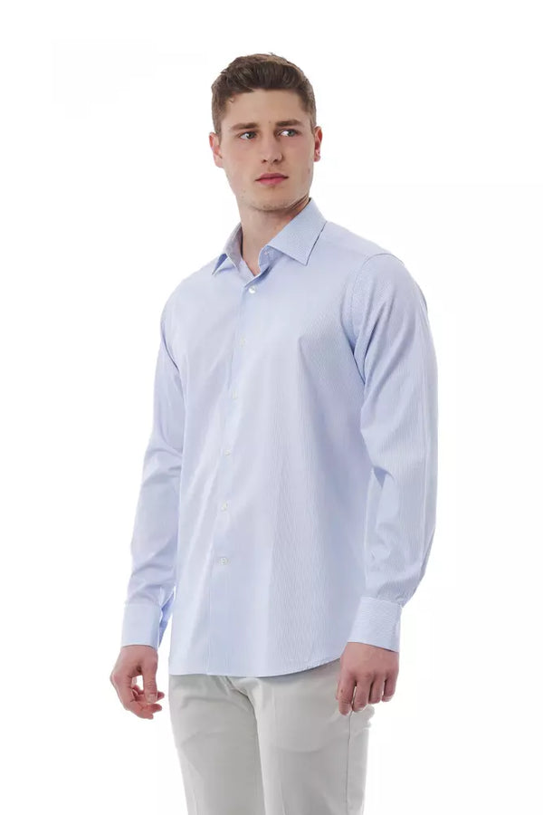 Elegante camisa de algodón de cuello italiano