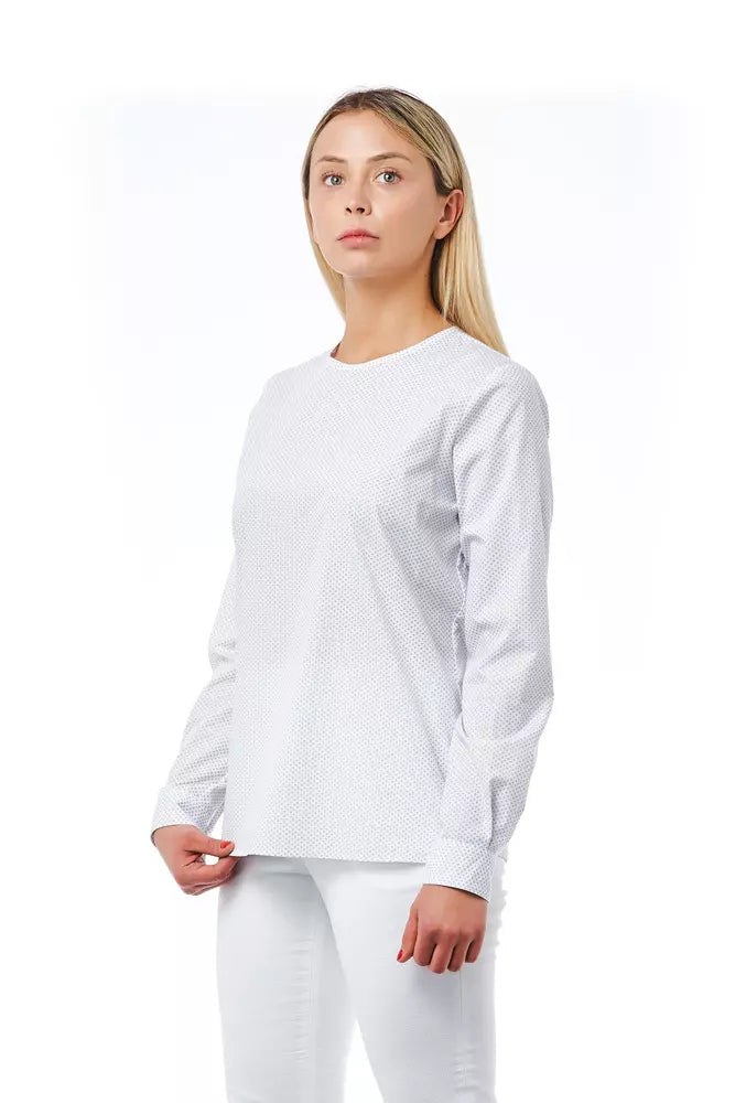 Elegante blusa de impresión de fantasía blanca