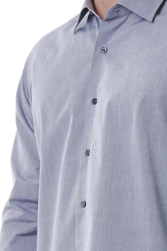 Camisa de cuello italiano gris elegante