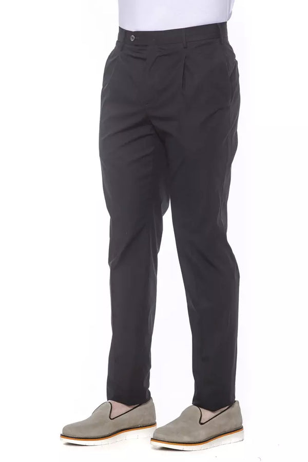 Elegante schwarze Baumwollhose plissierter schwarzer Baumwollhosen