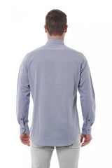 Camisa de algodón de cuello italiano gris elegante