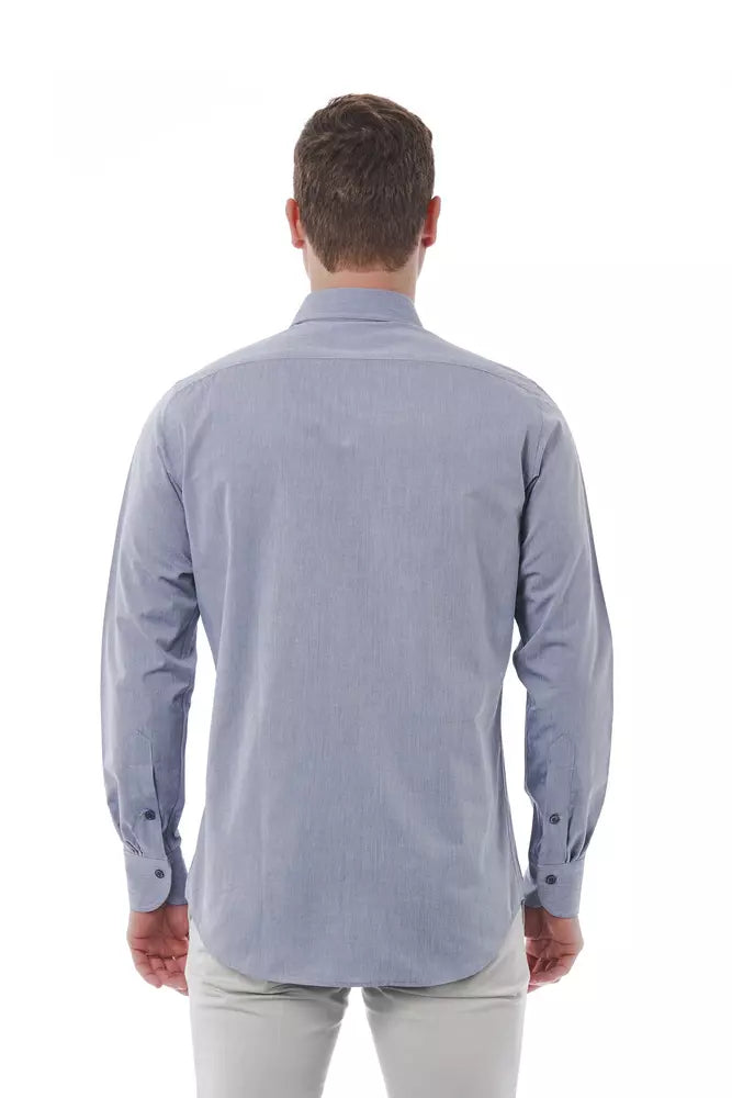 Chemise élégante en col italien gris