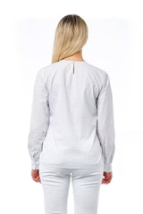 Elegante blusa de impresión de fantasía blanca